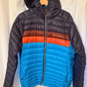 Cotopaxi men’s fuego Puffer Jacket - Blue and Orange